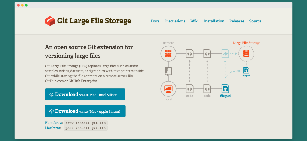 git lfs homepage screenshot
