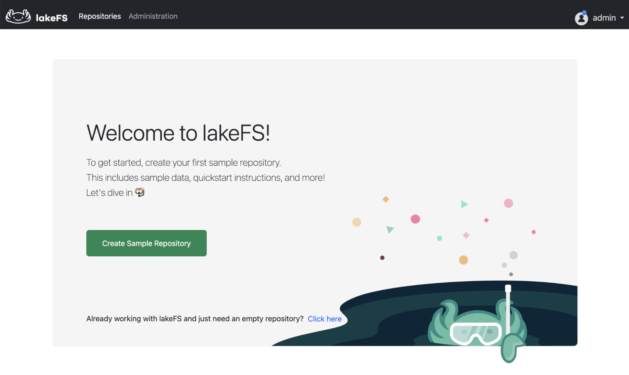 How to create sample repository with lakeFS