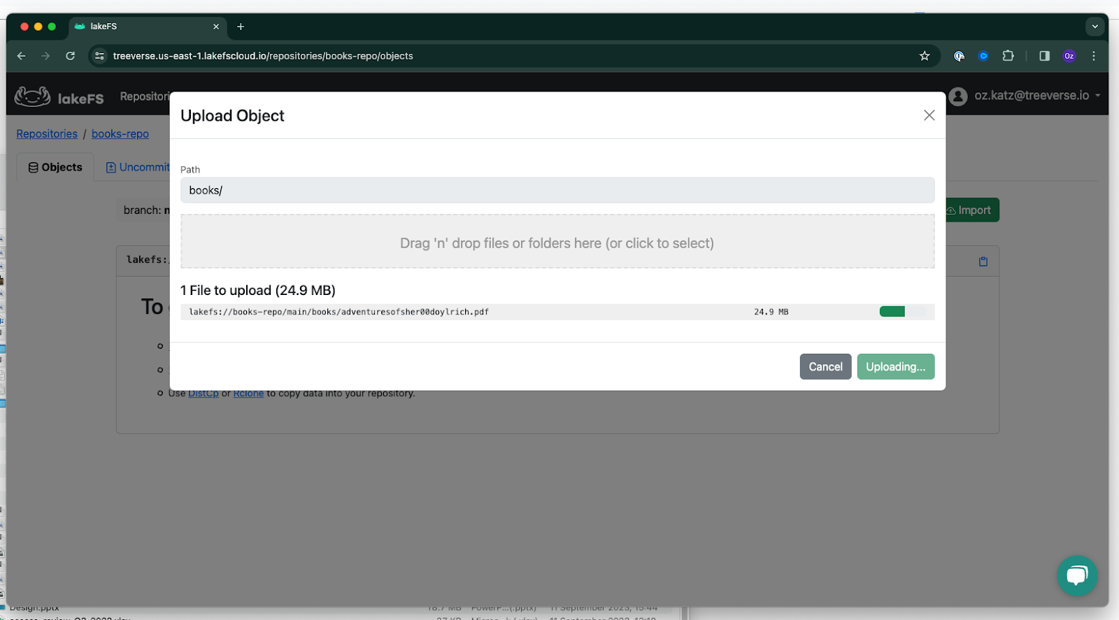 Upload Object: add data